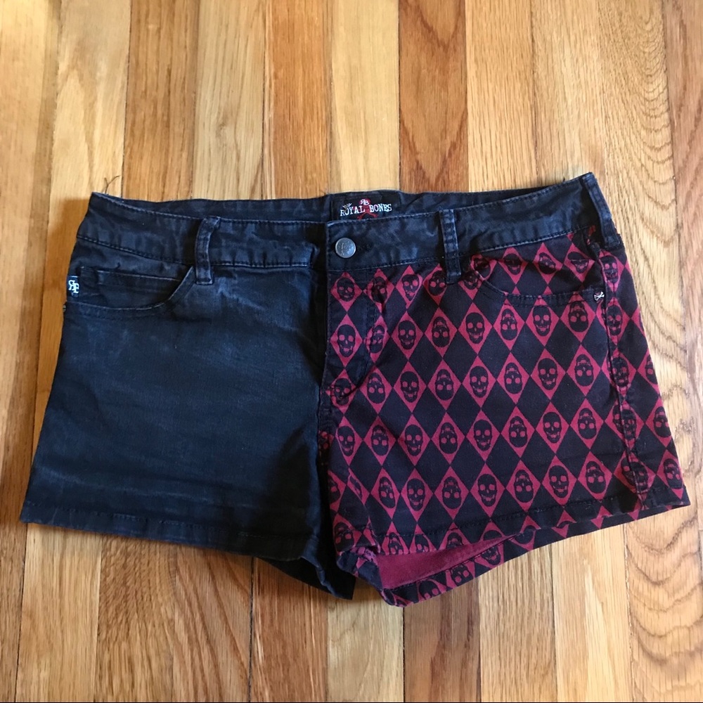 Royal Bones Half Red Skull Shorts